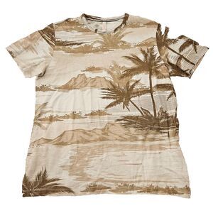 Sun68 Men's Tropical Palm Tree AOP 100% Cotton Crewneck T-shirt Sz M‎ Beach